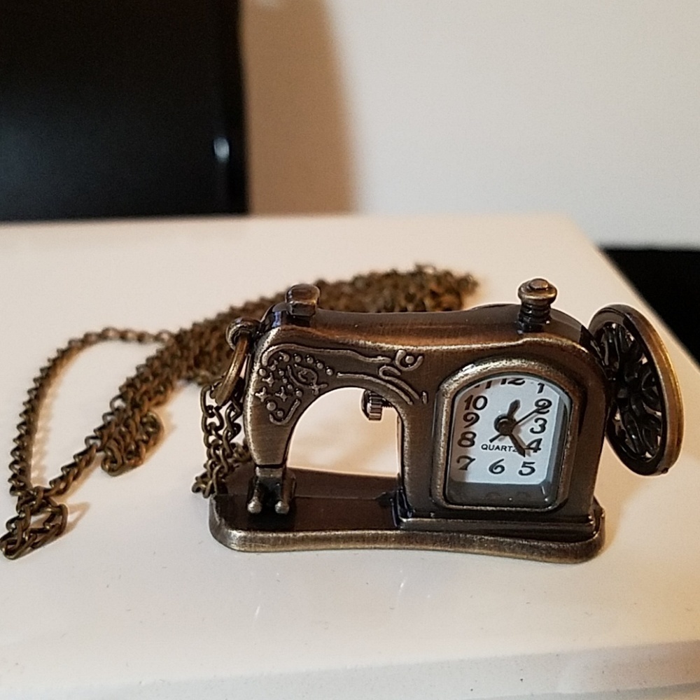Dark Bronze Vintage Sewing Machine Clock 32" Crafts